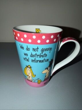 Simply Funny Design Design Blue & Pink Polka Dot Ceramic Mug with Humorous Quote